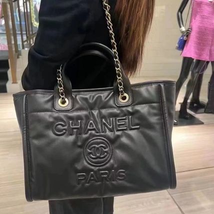 大きめサイズ♥【CHANEL】トートバッグ レザー ドーヴィル