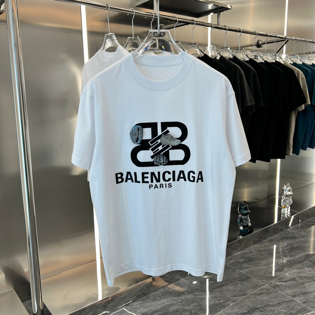 【初夏新作】BALENCIAGAパリ・ファミリー・ファッションの立体プリント半袖Tシャツ男女同モデル